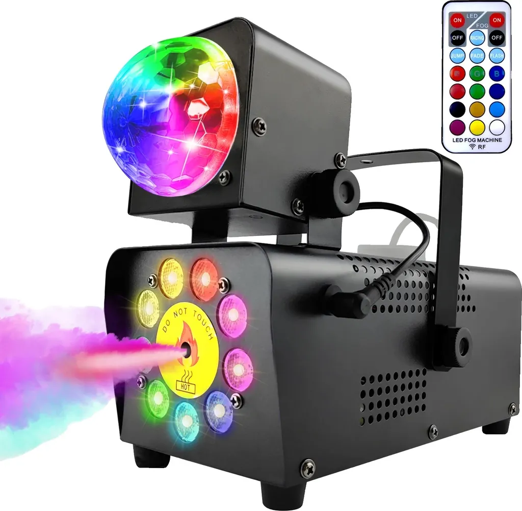 Machine à fumée LED RGB 500W avec 12 couleurs et contrôle à distance RF