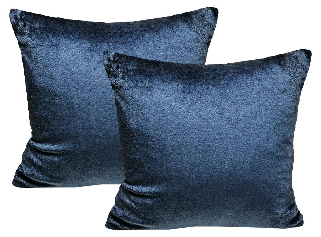 JACK 2er Set Teddy Flausch Kissen Dekokissen flauschig kuschlig weich, Farbe:Blau, Größe:40 x 40 cm