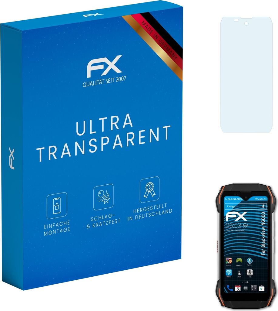 atFoliX FX-Clear 3x Schutzfolie kompatibel mit Blackview N6000 Displayschutzfolie