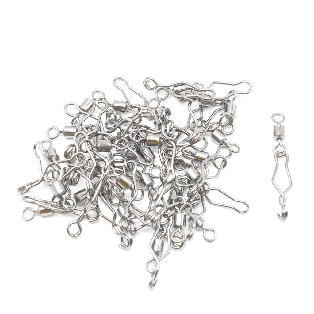 30 Stück Angelwirbel Anti-Knoten-Hochgeschwindigkeits-8-stellige starke Zugkraft 8-Ring-Angelhaken-Schnappverbinder Outdoor-Angeln
