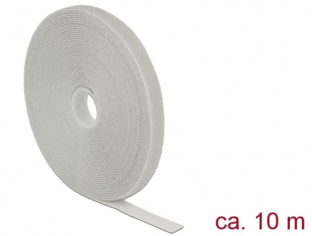 DELOCK Klett-Kabelbinder 13mm x 10m Rolle grau
