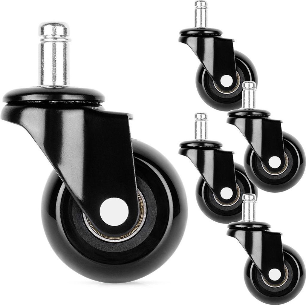 5x Rollen für Stühle aus Kautschuk, Gummi, Silikon, drehbar, Bürostuhl