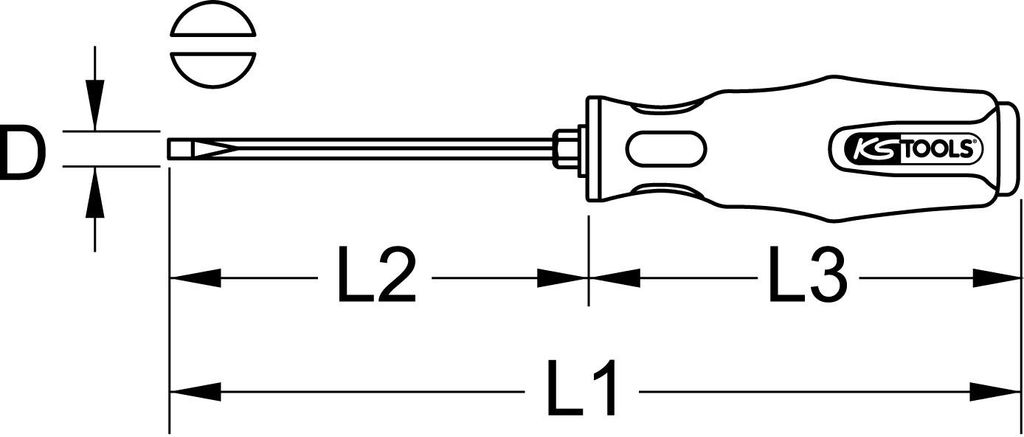 KS Tools EDELSTAHL Schraubendreher Schlitz, 5mm, 153.1004