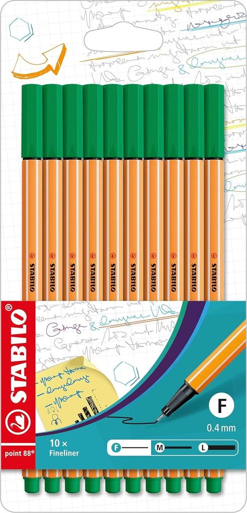 Fineliner - STABILO punta 88 - confezione da 10 - verde Immagine del prodotto 
