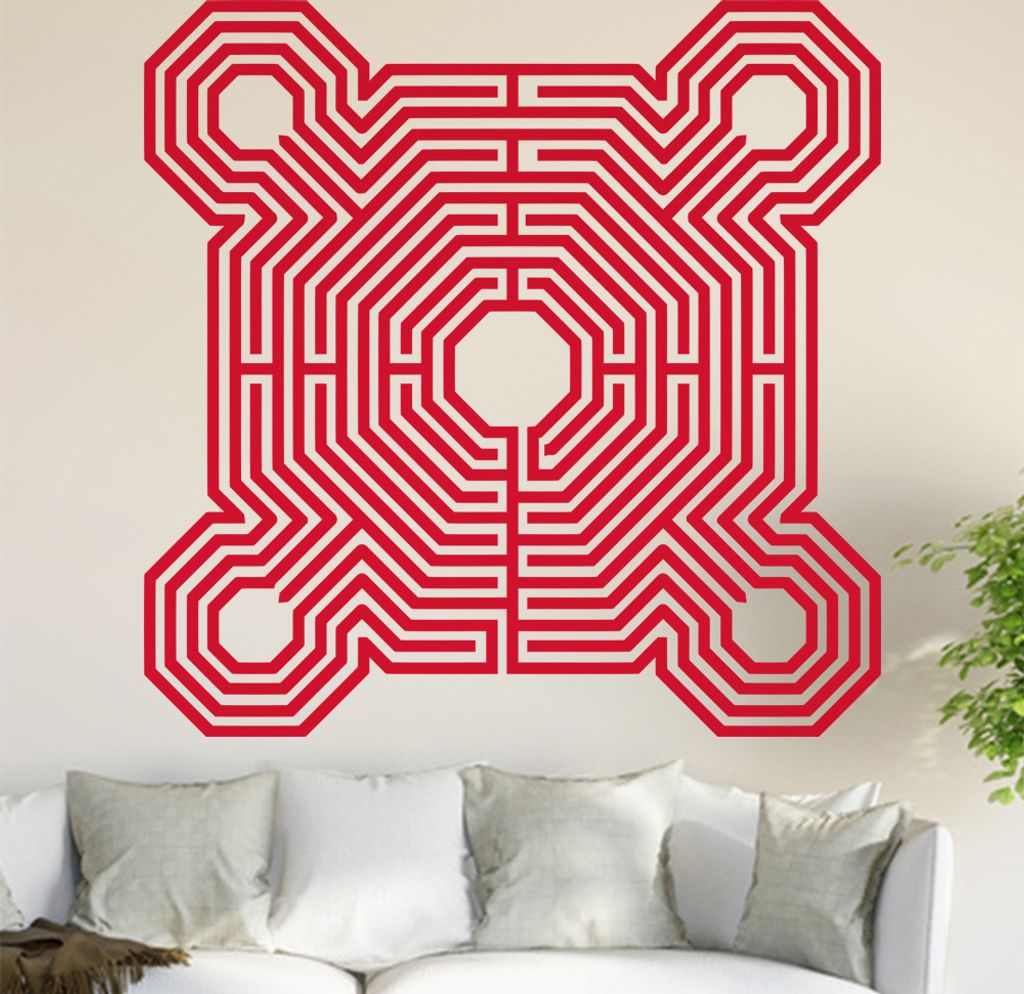 Labyrinth von Reims Wandtattoo in 6 Größen - Wandaufkleber Wall Sticker - Dekoration, Küche, Wohnzimmer, Schlafzimmer, Badezimmer