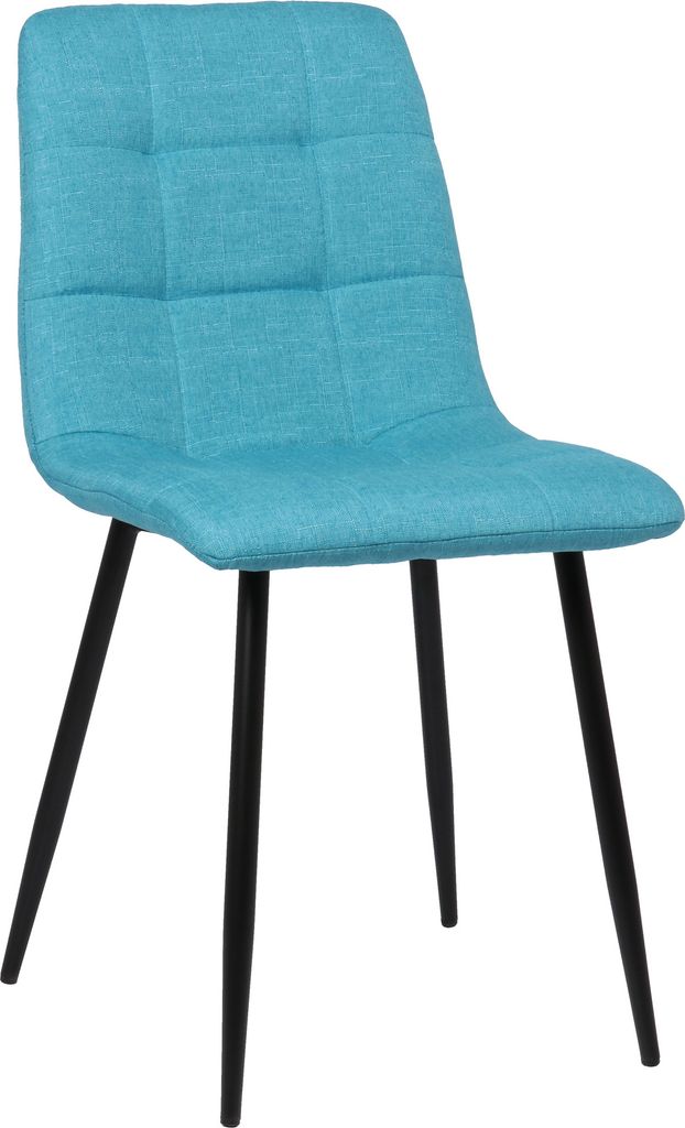 TPFLiving Esszimmerstuhl Till Stoff Gestell Metall matt schwarz türkis