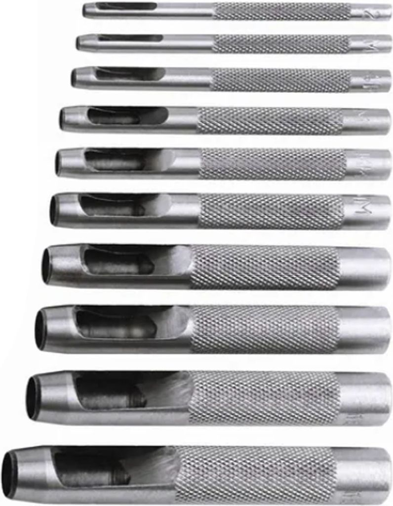 10PCS Belt Punch Set Kohlenstoffstahl hohe Härte Runde hohle Leder Locher für Kunststoff-Gummi