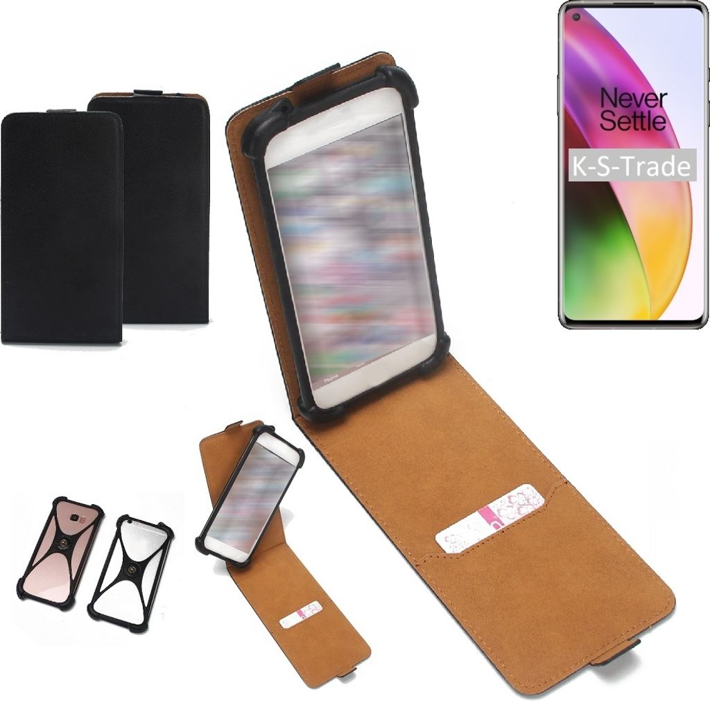 K-S-Trade Handyhülle Schutzhülle kompatibel mit OnePlus 8 Hülle Case Cover Flip Style Bumper schwarz 1x