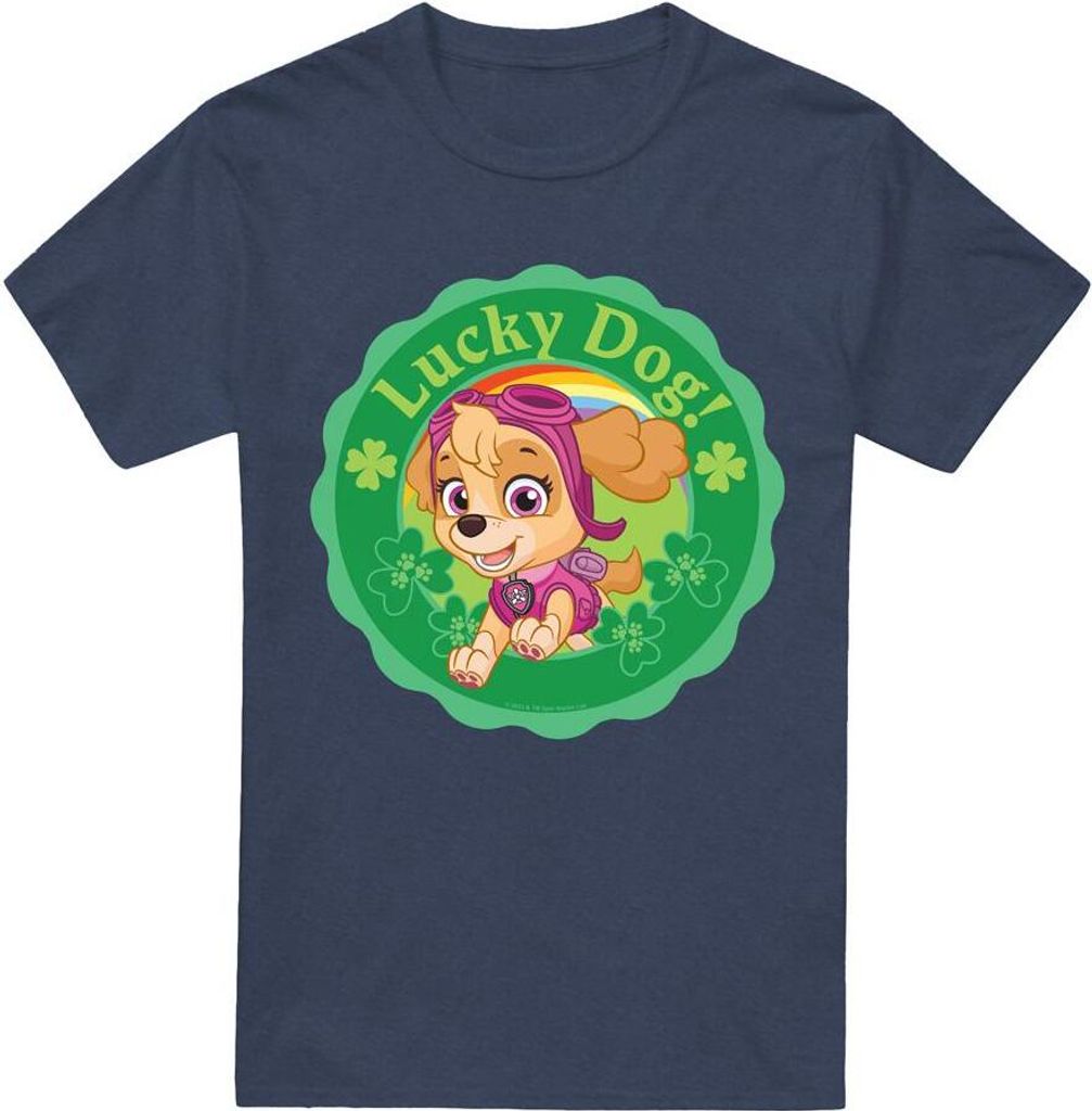 Paw Patrol - "Lucky Dog" T-Shirt für Herren/Damen Uni - St Patricks-Tag TV18325 (M) (Marineblau)