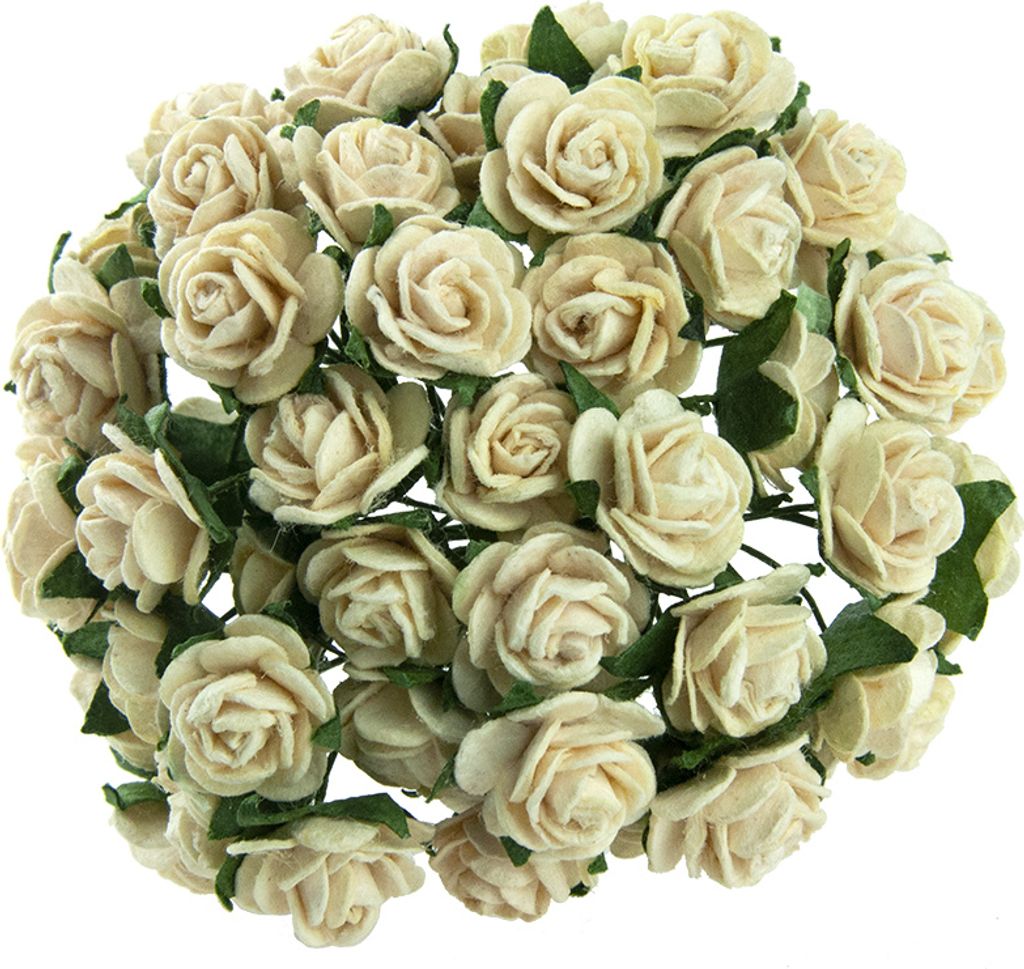 ROSEN Geöffnete 25mm 50Stk. Scrapbooking Maulbeerpapier Blumen Flowers, beige