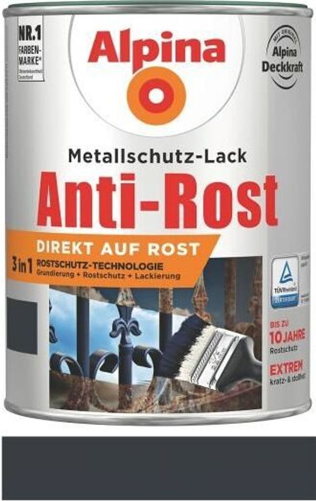 Alpina Metallschutz-Lack Anti-Rost 750 ml anthrazit matt Produktbild 7