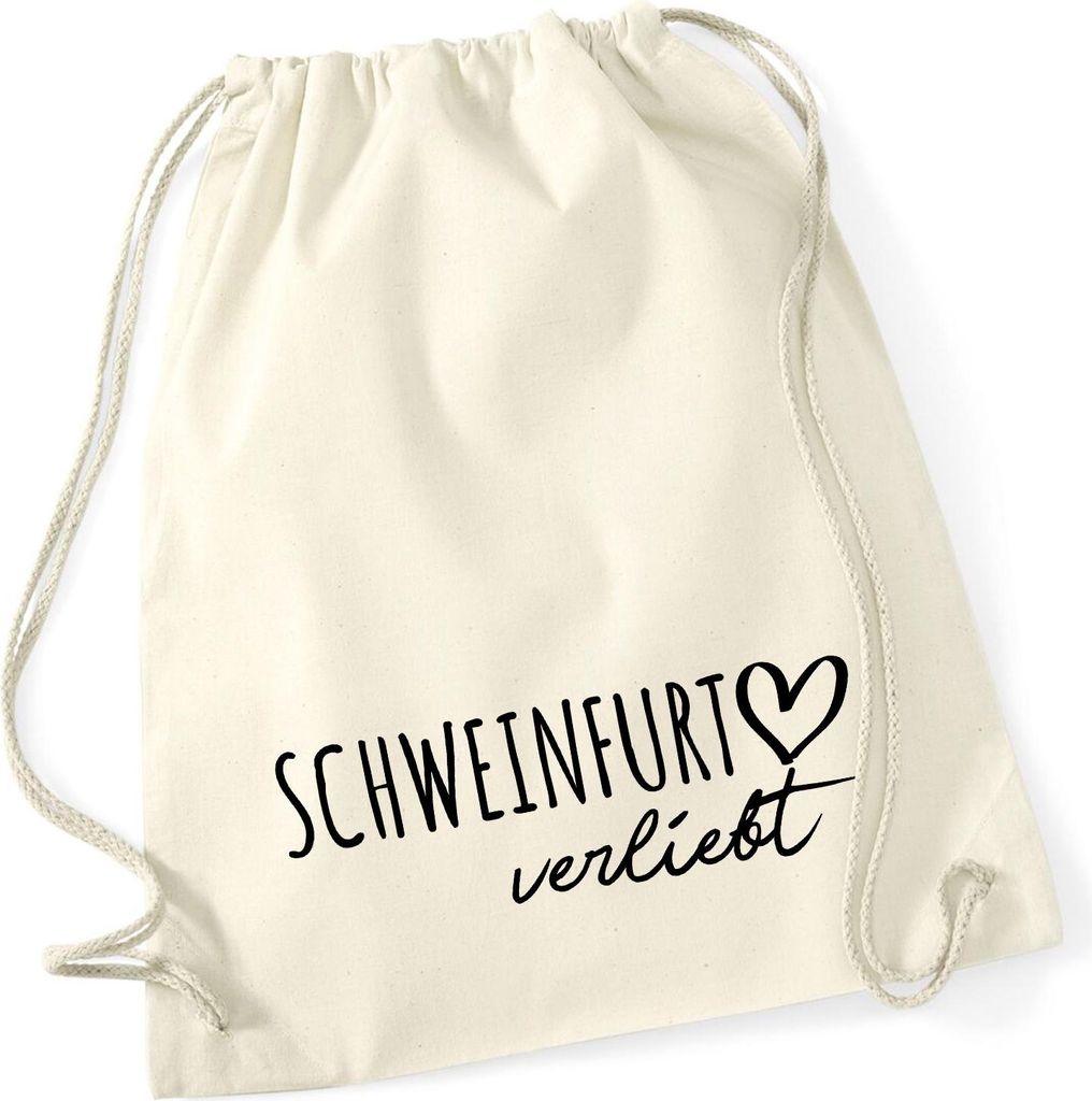 Huuraa Turnbeutel Schweinfurt verliebt 12 Liter Natural Baumwolle Rucksack Geschenkidee
