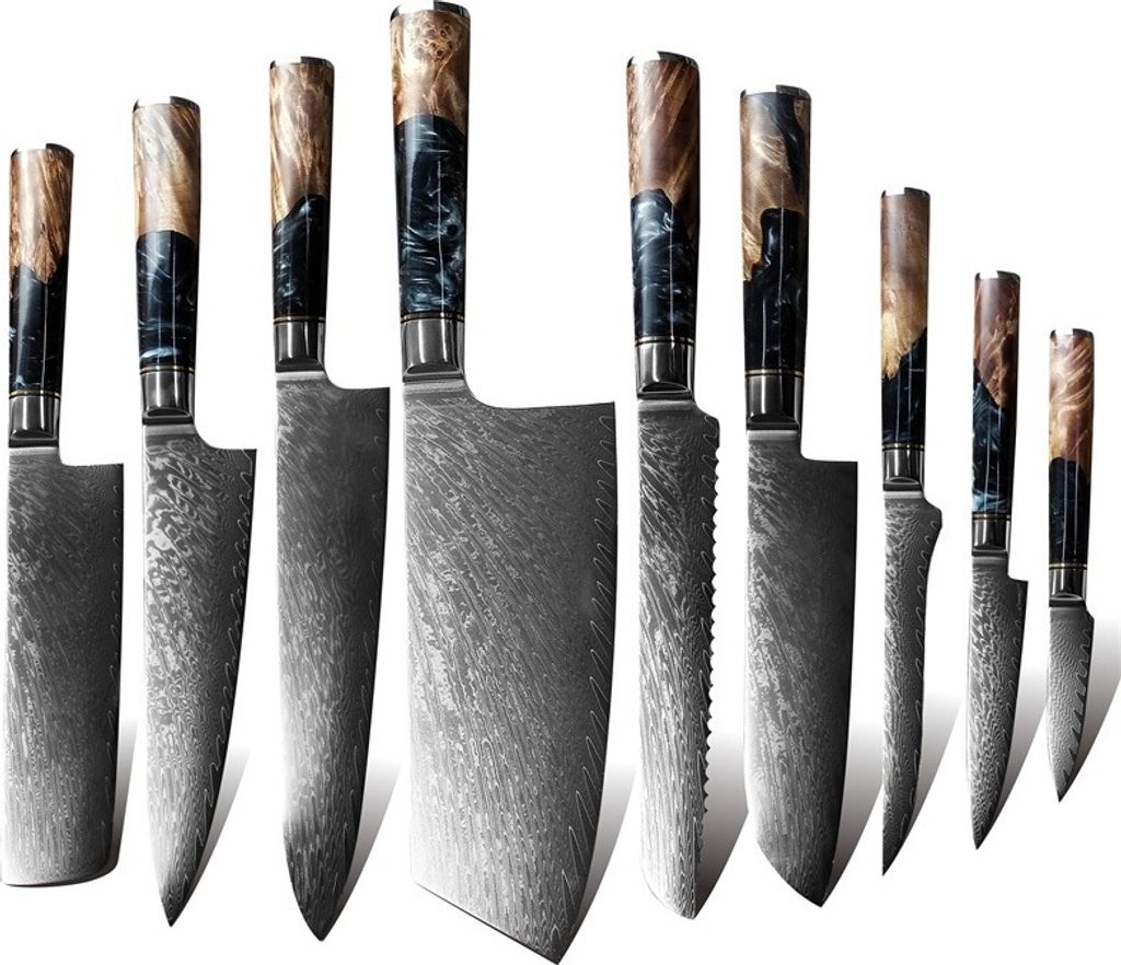 Japan Damast Küchenmesser Set - 8-teilig mit VG-10 Stahl KP13841