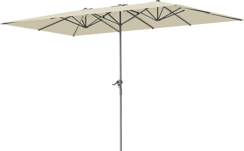 Doppelseitiger Gartenschirm 4x2m mit Kurbel - XXL Sonnenschutz mit 12 Metallstreben, Aluminiummast in Cremeweiß für Terrasse & Garten