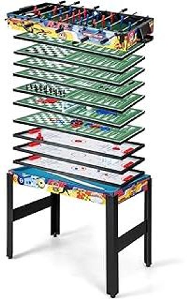 GOPLUS 12 in 1 Spieltisch, Multifunktionstisch mit Tischfußball, Billard, Tischtennis, Hockey, Bowling, Shuffleboard und mehr, Kombi-Tischspiel-Se...