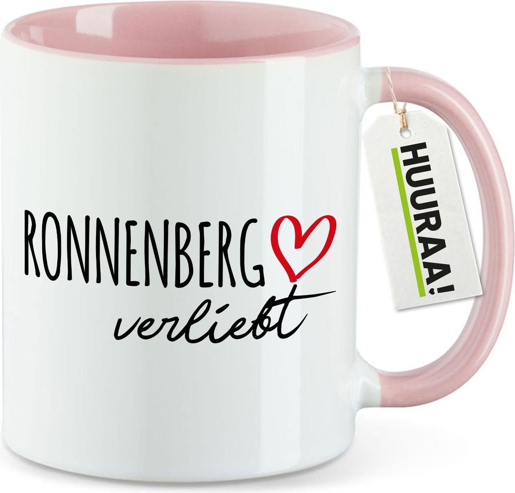 Huuraa Kaffeetasse Ronnenberg verliebt 330ml Rosa Keramik Kaffeebecher Geschenkidee
