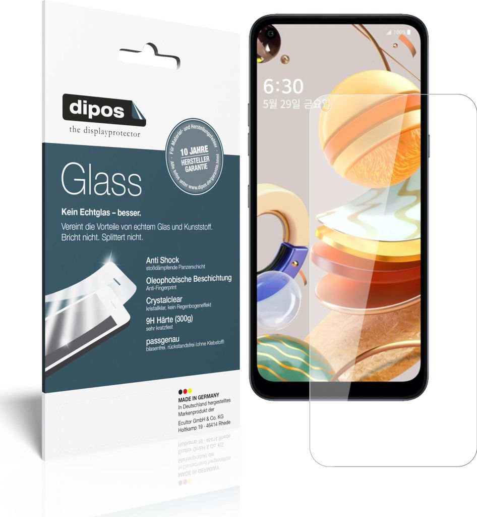 1x Schutzfolie für LG Q61 - Anti-Shock 9H Folie dipos Glass Kunststoffglas