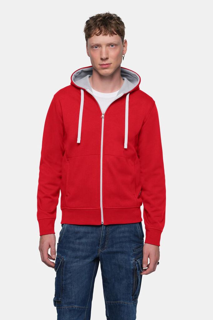 HAKRO Kapuzenjacke Bonded ECO 455, rot/silber, M