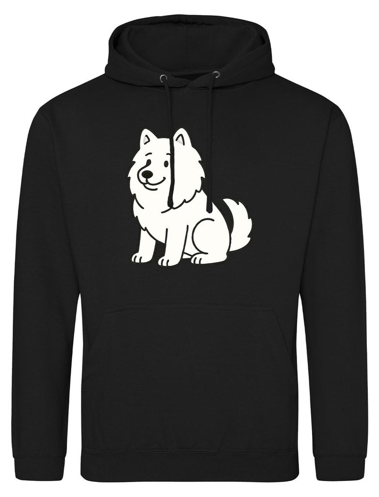 Huuraa Uni Hoodie Samojede Comic Samo XL Deep Black Vegan Sweatshirt Geschenkidee