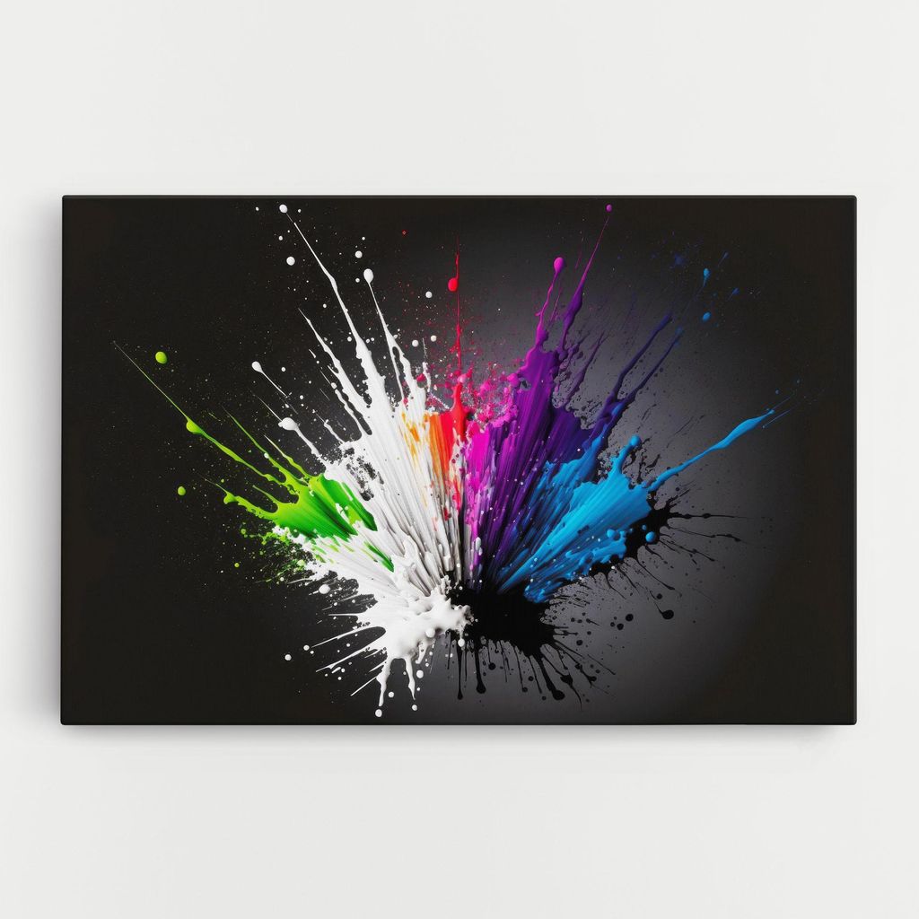 ARTHUB Leinwandbild 80x120 cm, White Purple Splash | Wohnzimmerdekoration, Hängende Bilder, Wanddekoration, Heimdekoration, Abstrakte, Lebendige...