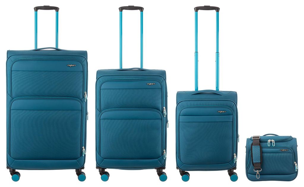 Franky 4er Koffer SET Gr. L/M/S Beutycase Reisegepäck T27-F Spinner mit Dehnfalte teal/turquise