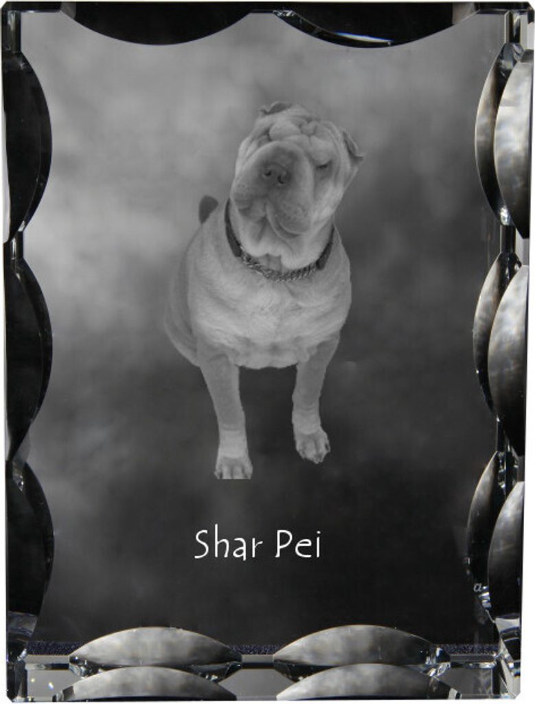 Shar Pei - Kristall mit einem Hundebild, Glasstatuette mit einem Bild, einzigartiger Bilderrahmen der Marke Art-Dog