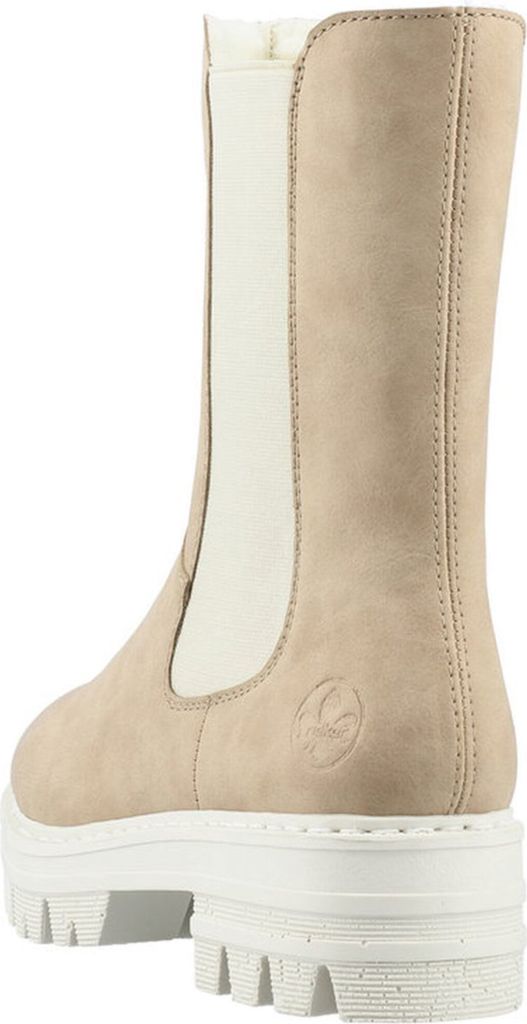 Rieker Damen Stiefelette Chelsea Boots Blockabsatz 76190, Größe:40 EU, Farbe:Beige