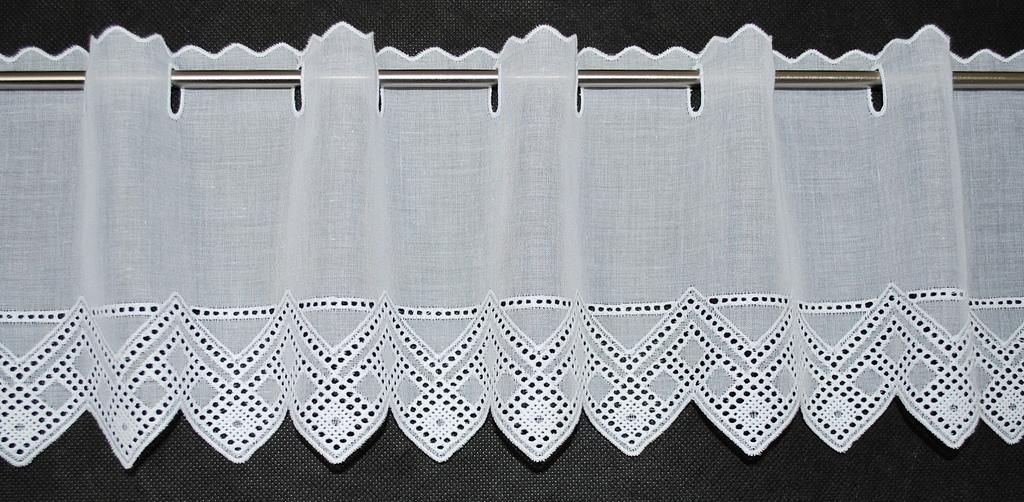 Gardinen Kranzusch Scheibengardine gezackter Abschluss 14x735 cm H/B Weiß Bistrogardine Vorhang Küche 1er Pack