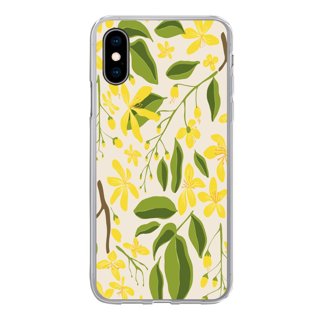 MuchoWow Handyhülle Schutzhülle Hülle für iPhone X Blume - Gelb - Muster Silikon Softcase Handy Hülle - Handyhülle