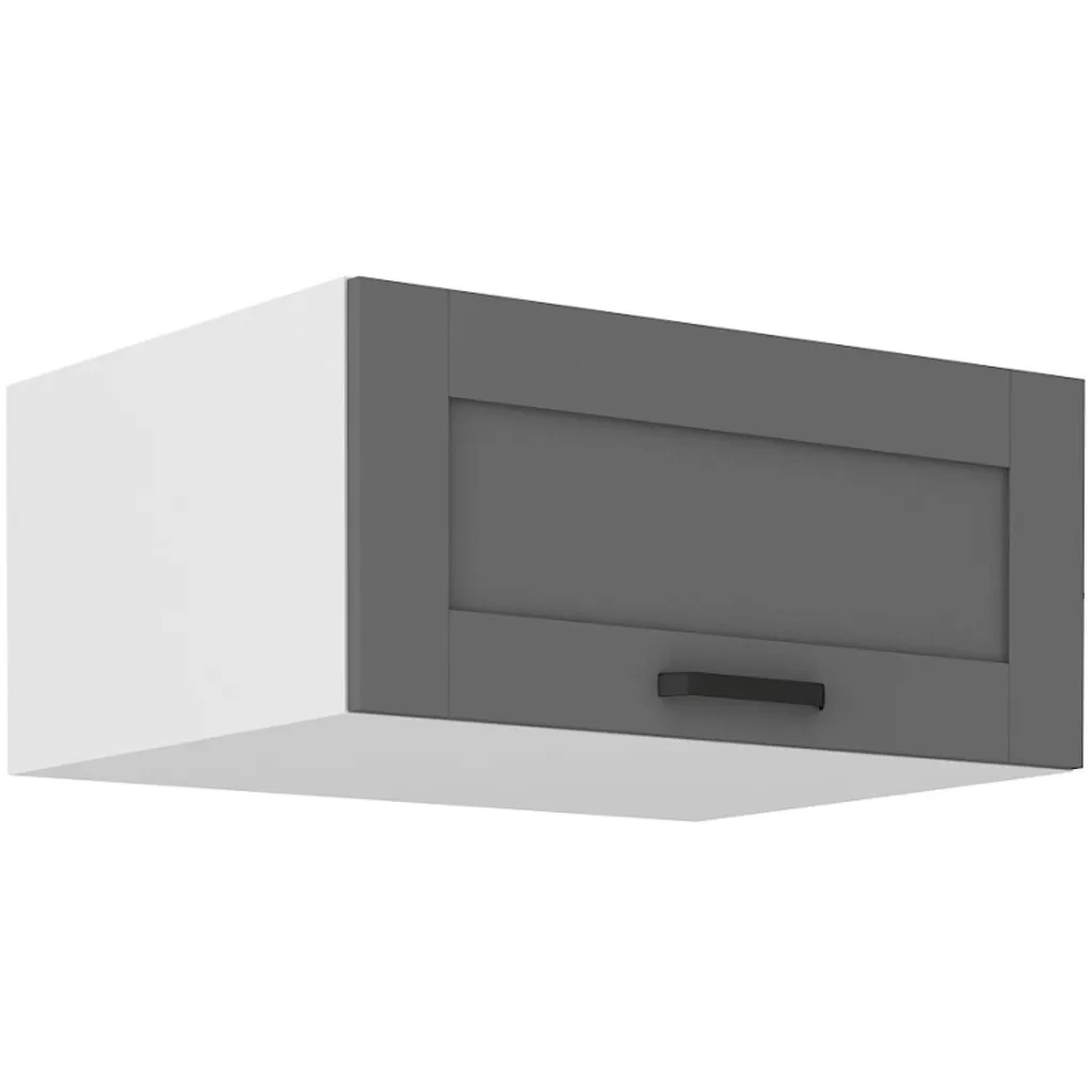 Meuble à hotte profonde LAILI 80 cm gris et blanc pour cuisine moderne