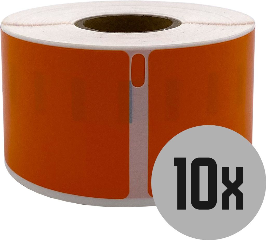 DULA Etiketten - Kompatibel mit Dymo Compatible labels - Oranje - 99012 - S0722400 - Adresetiketten - 10 rollen - 36 x 89 mm - 260 labels per rol