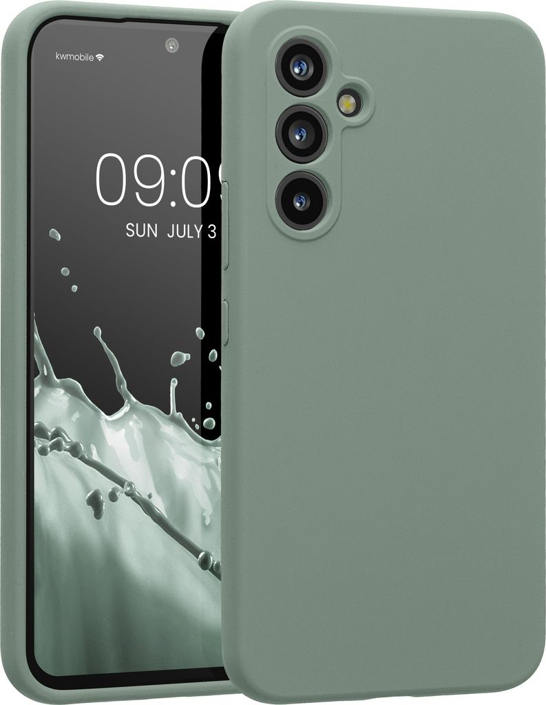 kwmobile Hülle kompatibel mit Samsung Galaxy A54 5G Hülle - A54 Case gummiert - Silikon Handyhülle - Schutzhülle Rainwashed Grün