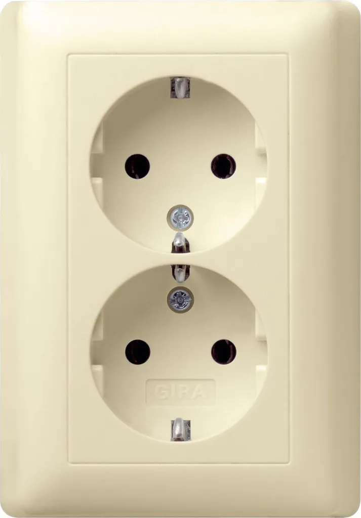 Prise Double Gira 078001 Standard 55 Schuko Blanc Brillant Encastrer