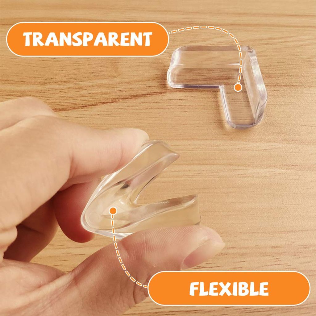 4 Stück Kantenschutz Eckenschützer Kindersicherheit Kunststoff selbstklebend  transparent