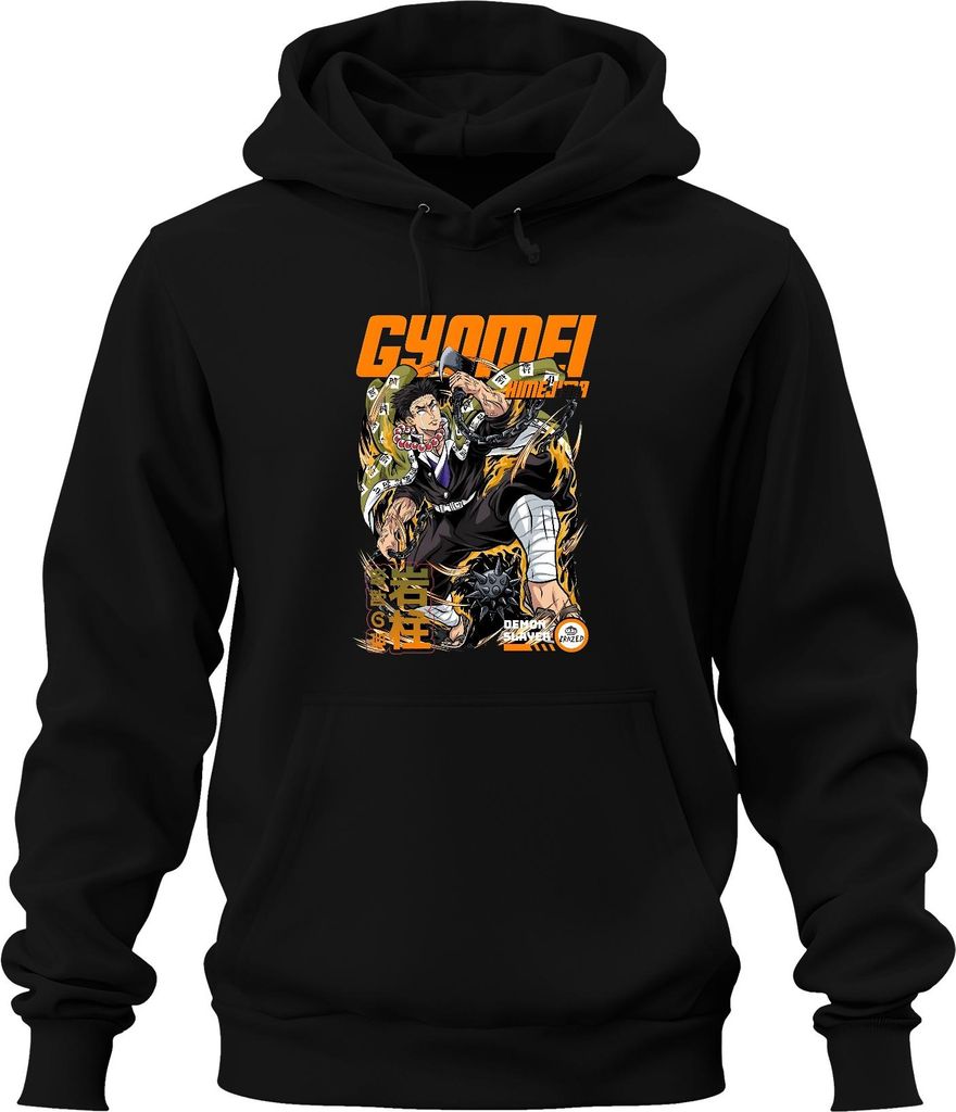 Gyomei Himejima Demon Slayer Hashira Anime Gebetsperlen Geschenk Uni Hoodie Kapuzenpullover, Schwarz, XL