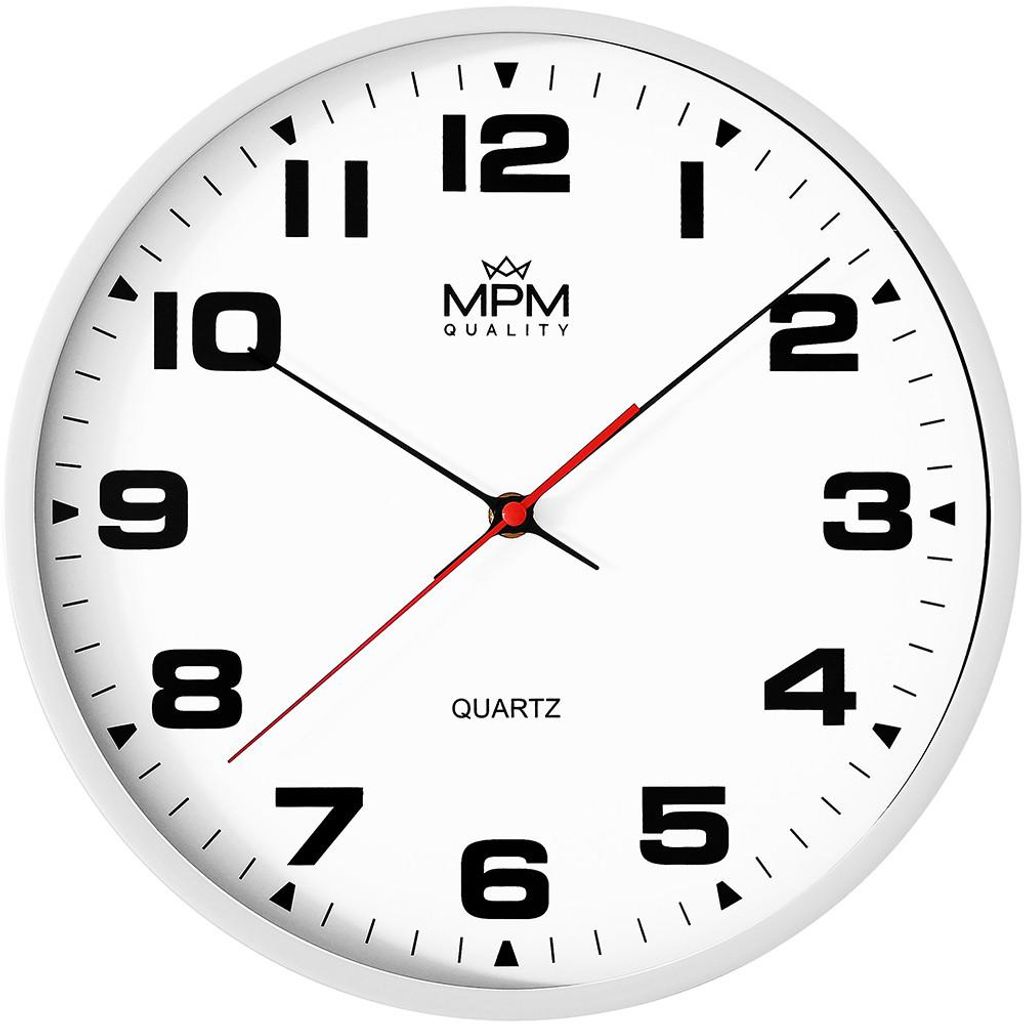MPM-Quality Wanduhr Lina rund Ø 305 mm Kunststoff Weiß