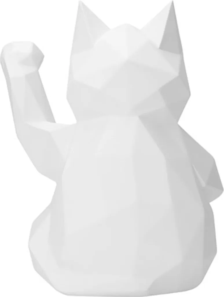 Statue Maneki-neko Chat de la Fortune Moderne Blanc pour Salon Design - 4