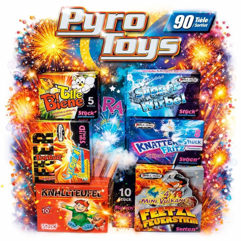 Neujahrs-2026 – vielseitiges Partyset mit Silvesterartikeln für stimmungsvolle Silvesterfeiern - Set mit 165 Teilen (Pyro Mix)