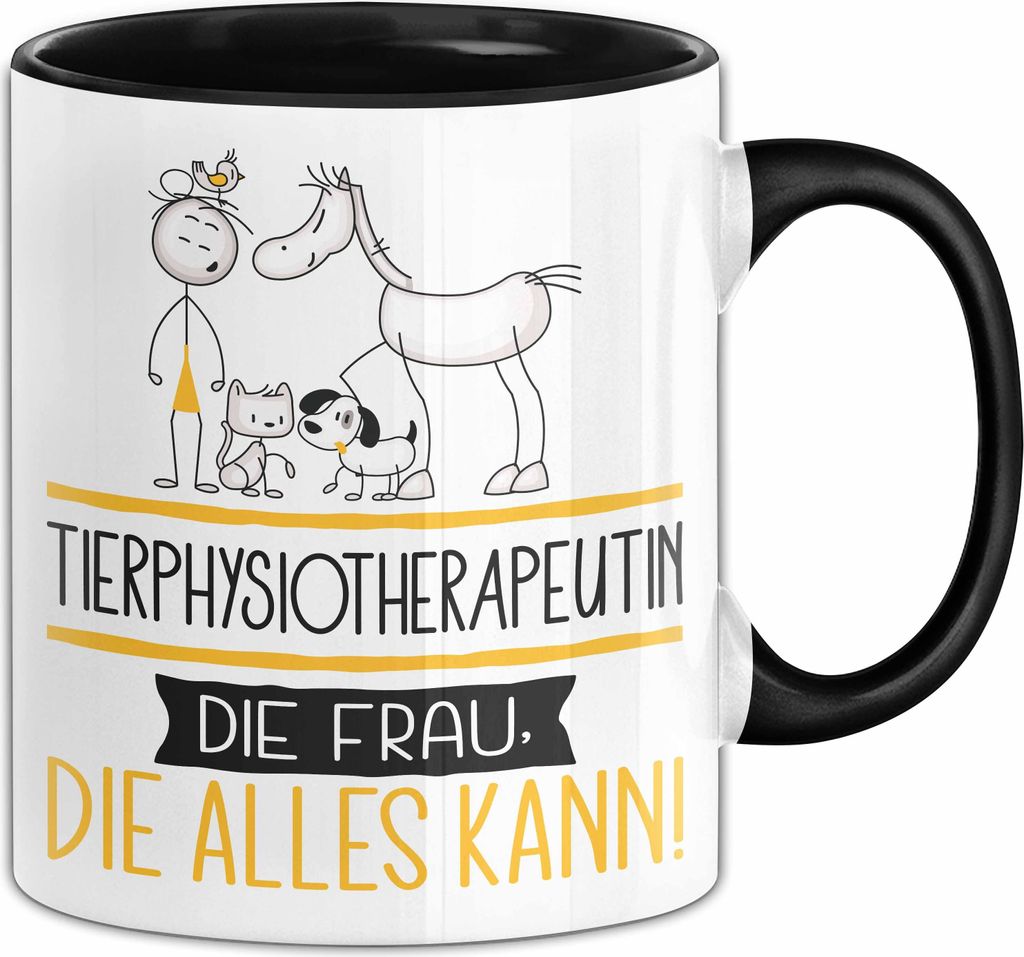 Tierphysiotherapeutin Geschenk Tasse Becher Die Frau Die Allen Kann Geschenkidee für eine Tierphysiotherapeutin Lustig (Schwarz)