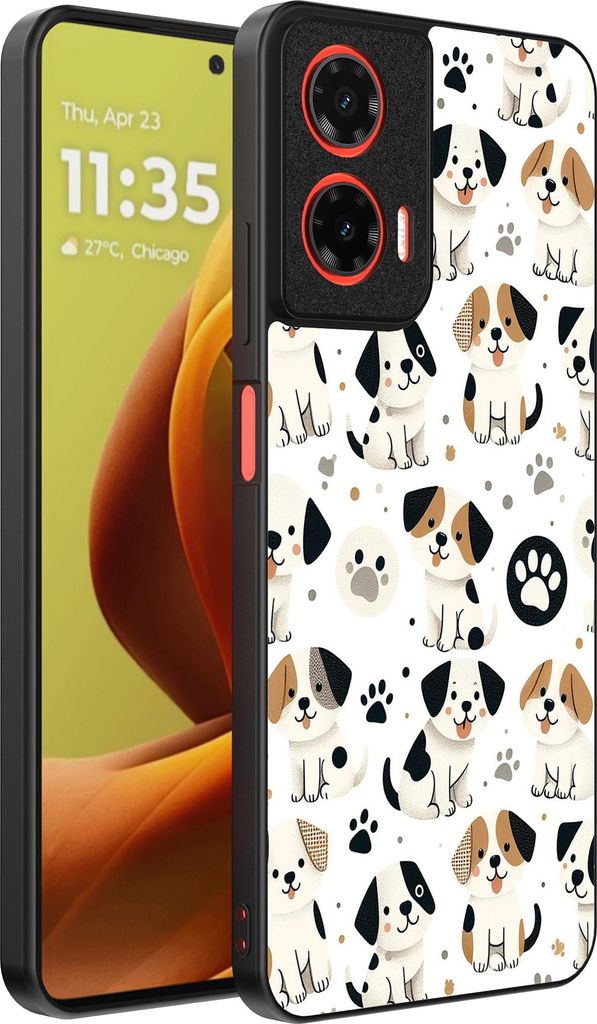 Smartphonica Handytasche Passend für Motorola Moto G85 / Motorola Edge 50 Fusion mit Hundedruck - TPU Rückabdeckung Fall Hund Design