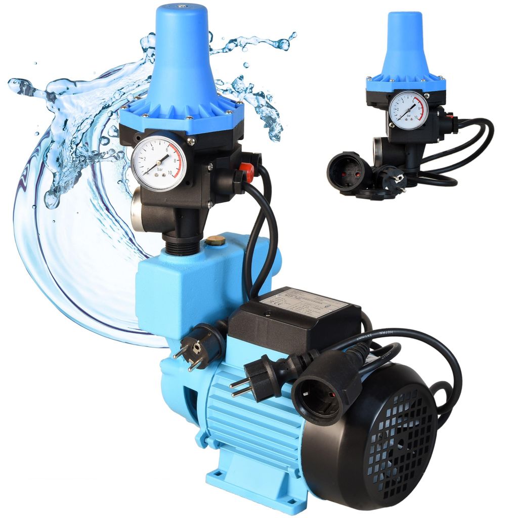 Wasserpumpe WZP 750 mit Elektronische Druckschalter CSK 31 (750W 3000l/h Förderhöhe 55m) Pumpensteuerung Einschaltdruck einstellbar Trockenlaufsc...