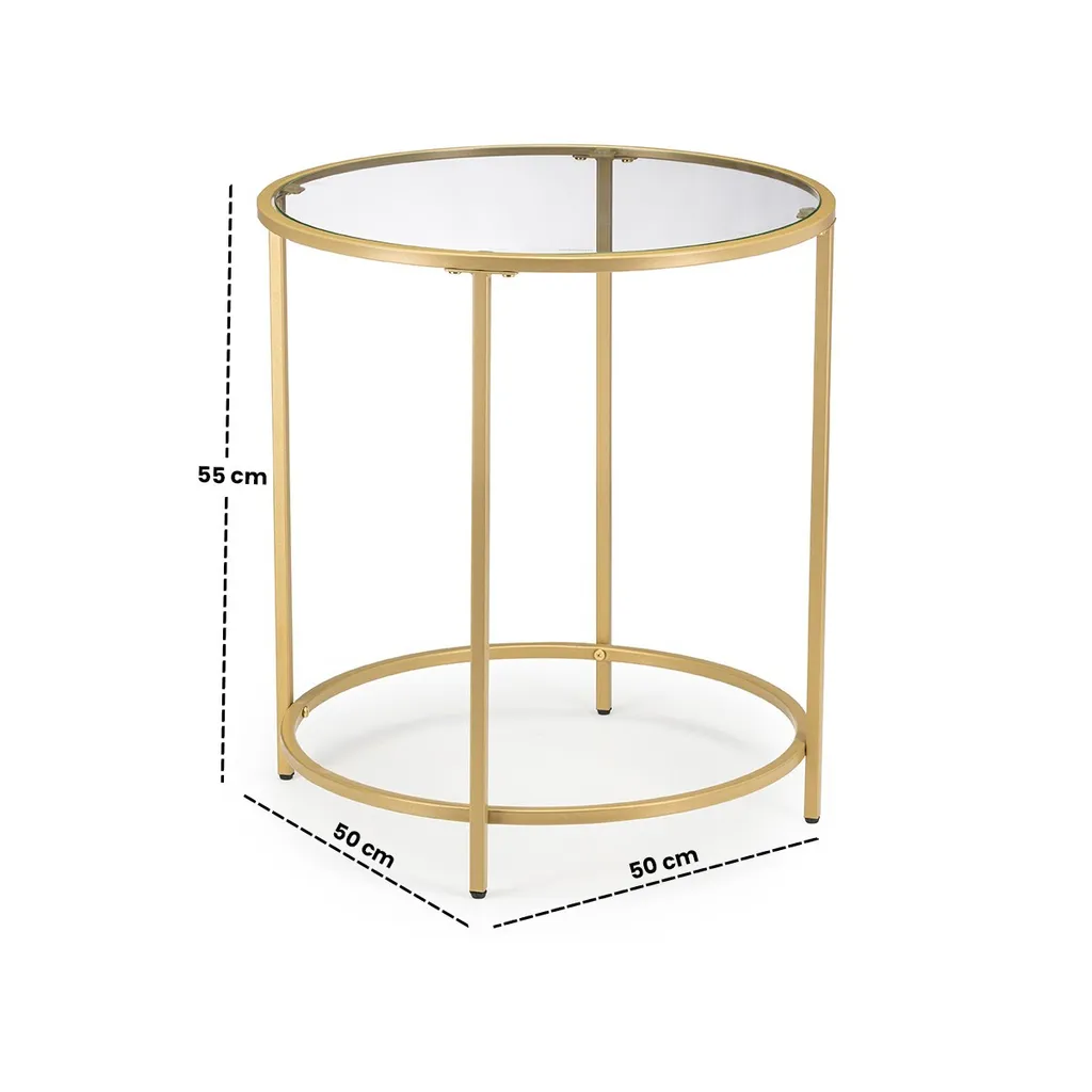Petite table basse ronde or 50x55 cm pour optimiser l'espace avec style