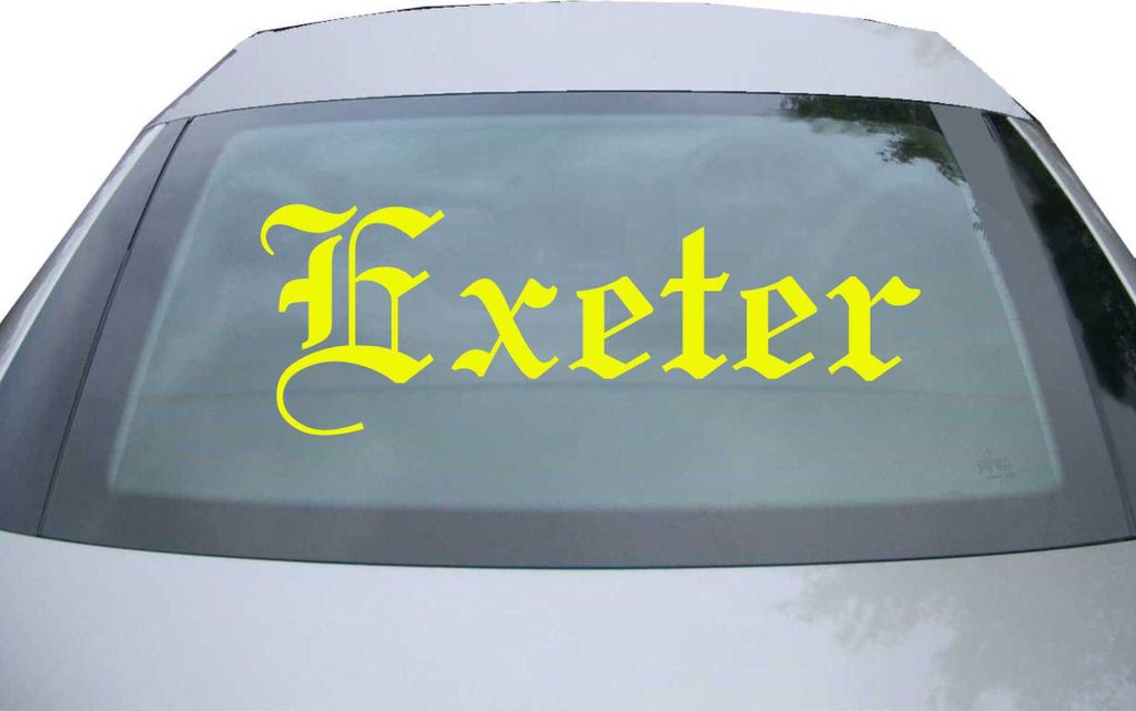 Indigos UG - Aufkleber Heckscheibe & Motorklappe DE6623 - neongelb - 600x210 mm - Exeter - Auto Scheiben Fenster Heckklappe Tuning Racing JDM - Die...