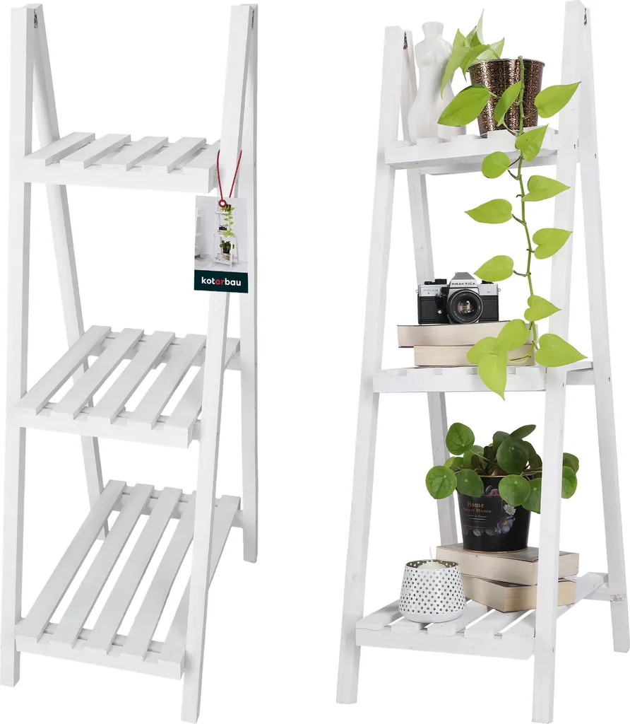 Étagère pour fleurs en bois à 3 niveaux pour balcon et terrasse