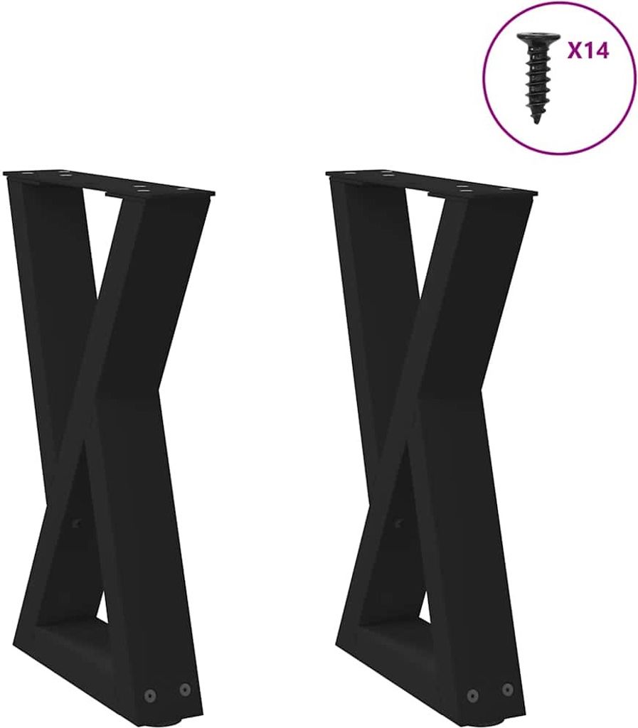 Couchtischbeine 2 Stk. Schwarz 28x(42-43,3) cm Stahl