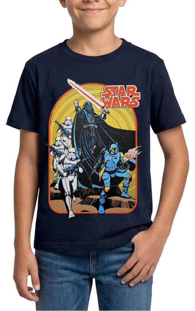 Star Wars Retro Darth Vader Und Stormtrooper Teenager T-Shirt, 152/164 (12-14 Jahre), Navy
