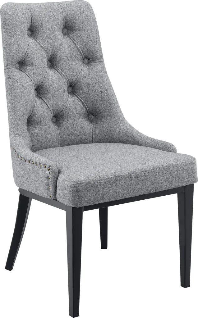 Sedia da pranzo 'Chester' con motivo Chesterfield 100 x 53 x 60 cm grigio chiaro