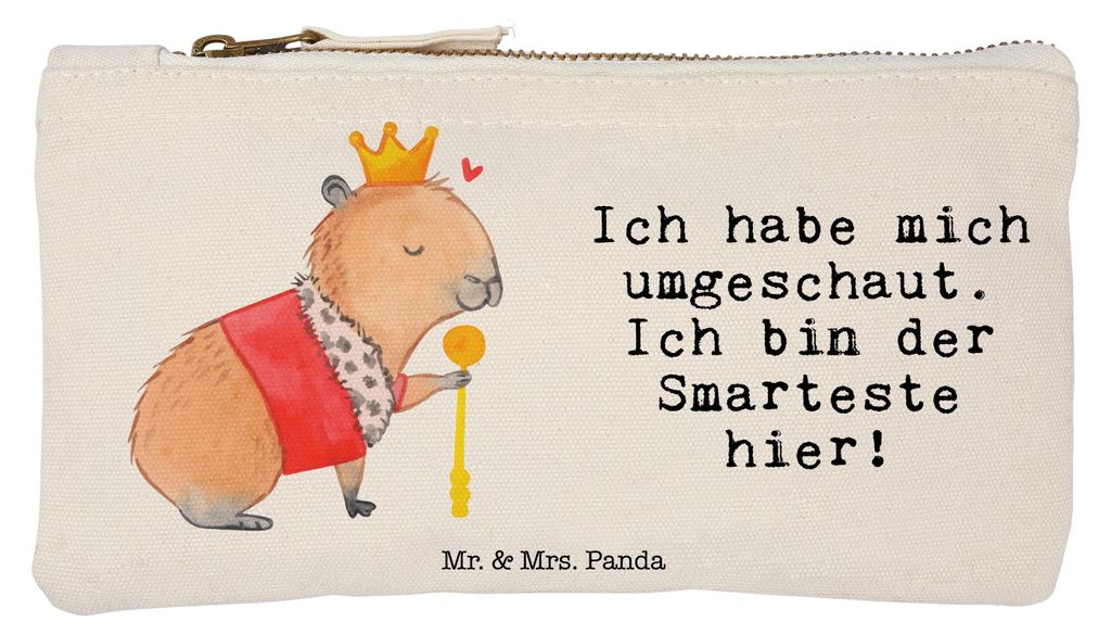 Mr. & Mrs. Panda Kulturbeutel Capybara König Größe S Klein - Weiß - Geschenk, Mäppchen, beauty case, Schminktasche, Lustige Sprüche, Stoffbeu...