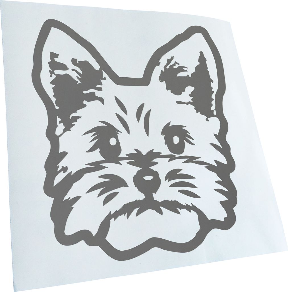 Kiwistar - Autoaufkleber - yorkshire terrier Hund - Grau - 60x55cm - Aufkleber für Auto, Laptop, Fahrrad, LKW, Motorrad mehrfarbig JDM Decal Racing