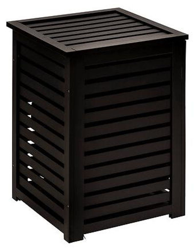 Schwarzer Wäschekorb aus Holz, 65 l